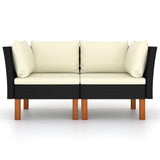 Corner Sofas 2 pcs Poly Rattan and Solid Eucalyptus Wood