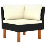 Corner Sofas 2 pcs Poly Rattan and Solid Eucalyptus Wood - Side View