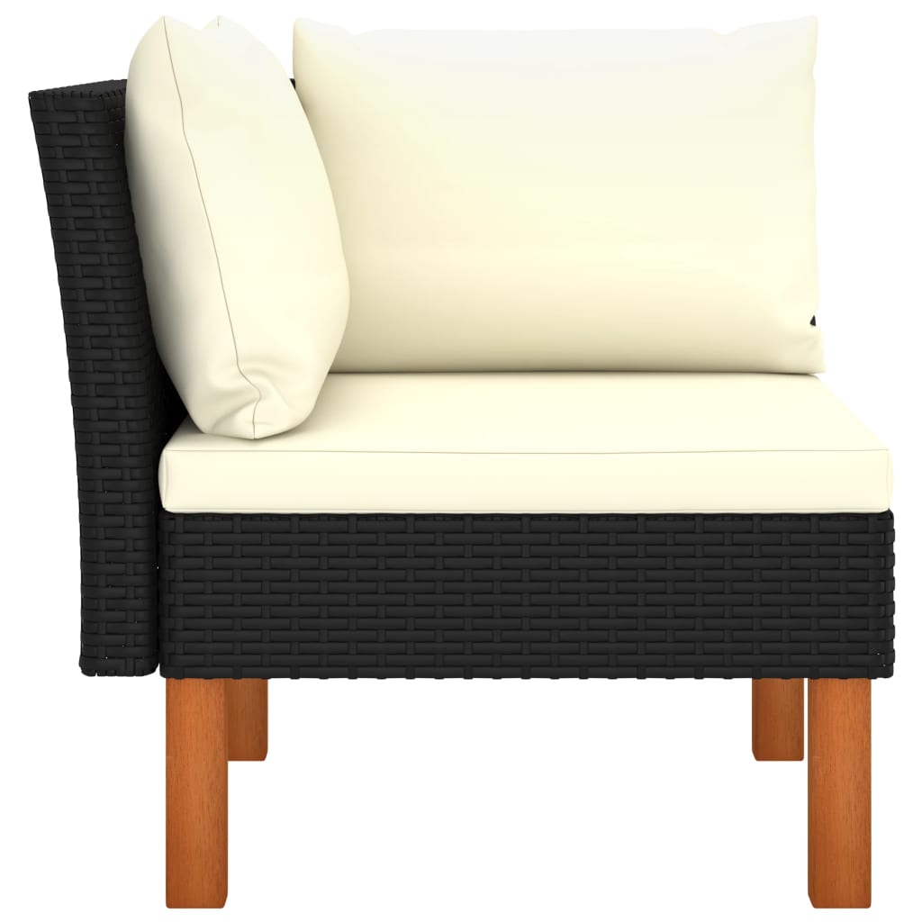 Corner Sofas 2 pcs Poly Rattan and Solid Eucalyptus Wood