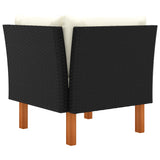 Corner Sofas 2 pcs Poly Rattan and Solid Eucalyptus Wood