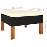 3 Piece Garden Lounge Set Poly Rattan and Solid Eucalyptus Wood - Rear View