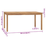 Garden Dining Table 160x80x77 cm Solid Teak Wood - Close-Up Angle