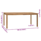 Garden Dining Table 180x90x77 cm Solid Teak Wood - Close-Up Angle