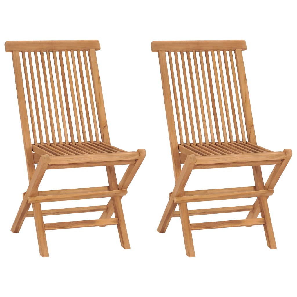 Folding Chairs 2 pcs Solid Teak Wood