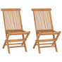 Folding Chairs 2 pcs Solid Teak Wood