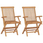 Folding Chairs 2 pcs Solid Teak Wood