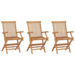 Folding Chairs 3 pcs Solid Teak Wood