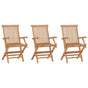 Folding Chairs 3 pcs Solid Teak Wood