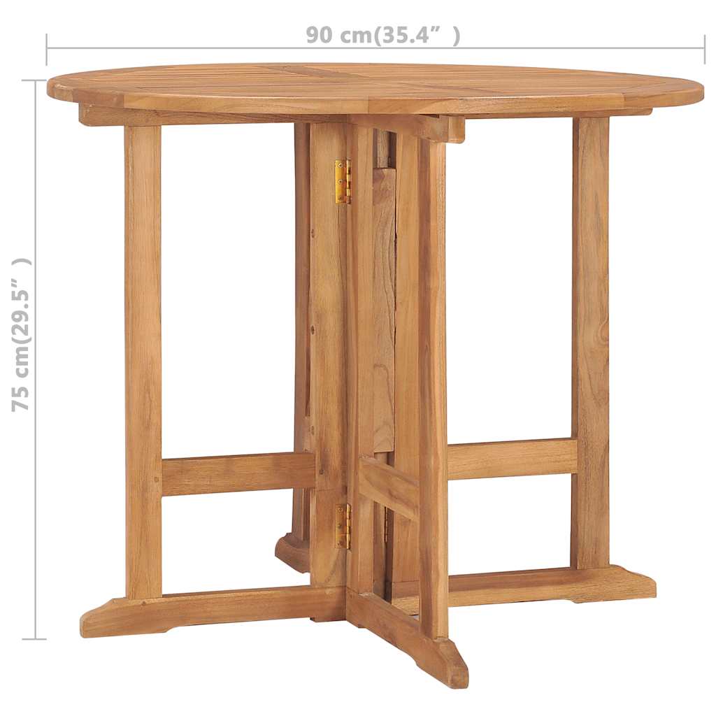 Folding Garden Dining Table ?90x75 cm Solid Teak Wood