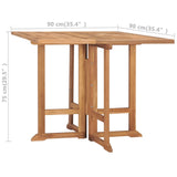 Folding Garden Dining Table 90x90x75 cm Solid Teak Wood - Close-Up Angle