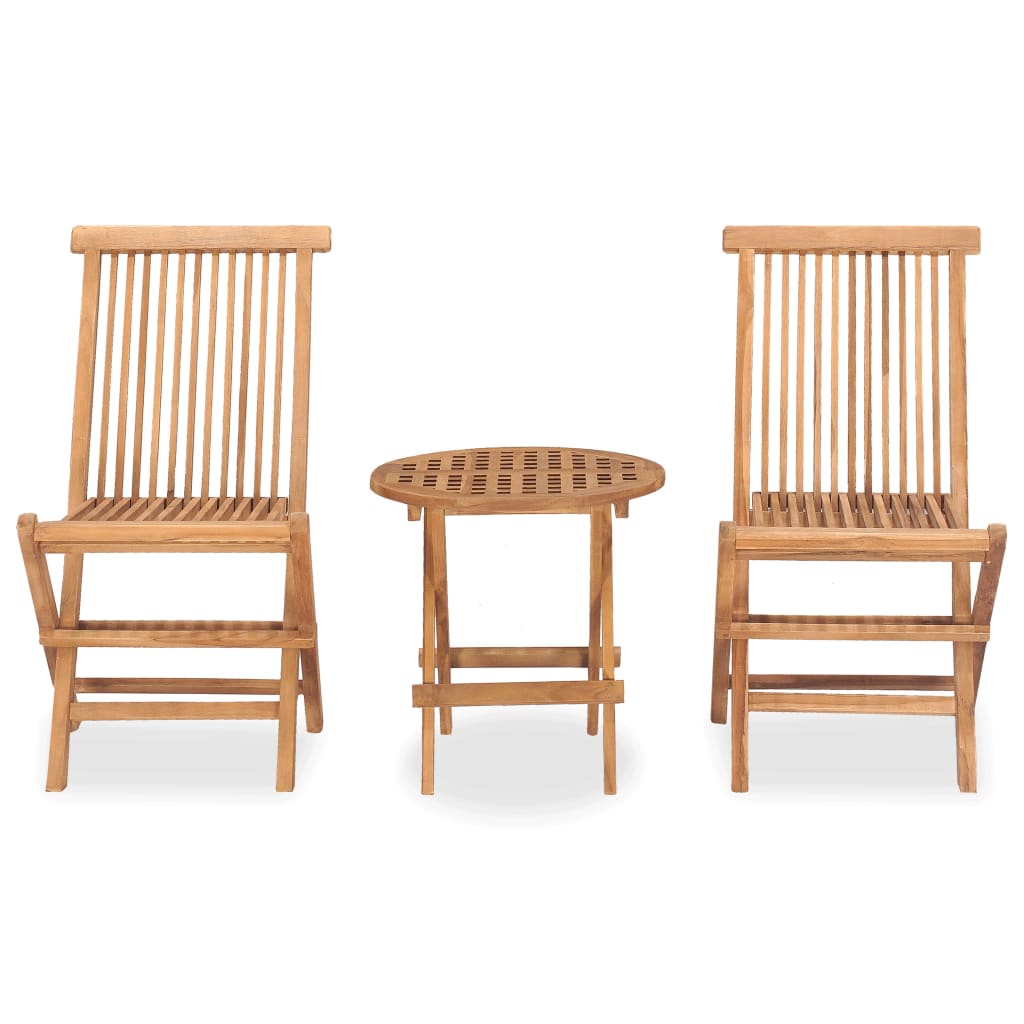 3 Piece Folding Outdoor Dining Set Solid Wood Teak
