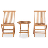 3 Piece Folding Outdoor Dining Set Solid Wood Teak - Front View