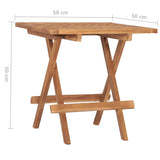 Folding Garden Table 50x50x50 cm Solid Wood Teak - Close-Up Angle