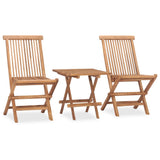 3 Piece Folding Outdoor Dining Set Solid Wood Teak