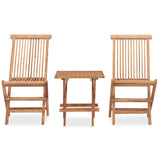 3 Piece Folding Outdoor Dining Set Solid Wood Teak - Front View