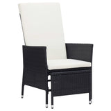 3 Piece Garden Lounge Set with Cushions Poly Rattan Black - Front View