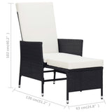 3 Piece Garden Lounge Set with Cushions Poly Rattan Black - Extra Image
