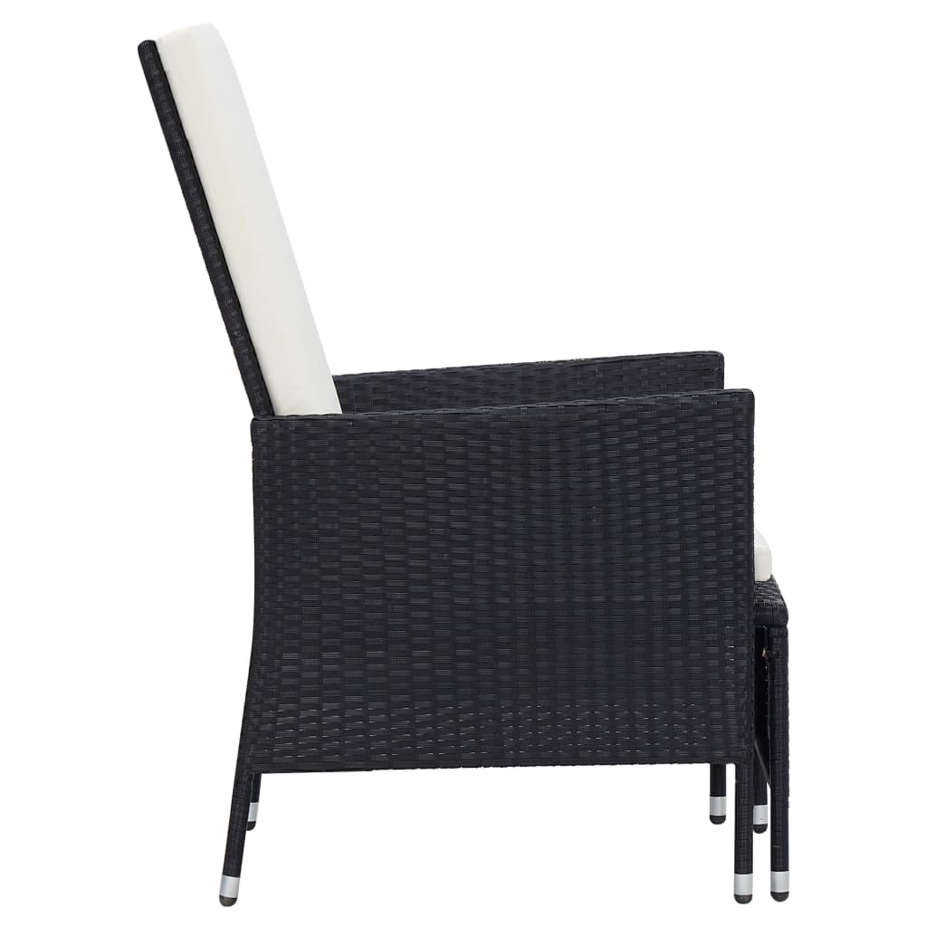 3 Piece Garden Lounge Set with Cushions Poly Rattan Black