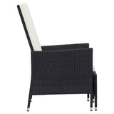 3 Piece Garden Lounge Set with Cushions Poly Rattan Black - 45-Degree Angle