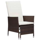 3 Piece Garden Lounge Set with Cushions Poly Rattan Brown - Front View