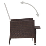 3 Piece Garden Lounge Set with Cushions Poly Rattan Brown - Rear View