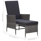 3 Piece Garden Lounge Set with Cushions Poly Rattan Grey - Extra Image