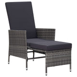 3 Piece Garden Lounge Set with Cushions Poly Rattan Grey - Side View