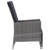 3 Piece Garden Lounge Set with Cushions Poly Rattan Grey - 45-Degree Angle