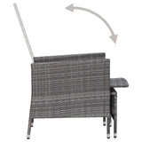 3 Piece Garden Lounge Set with Cushions Poly Rattan Grey - Rear View