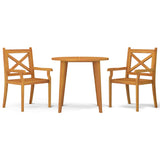 3 Piece Garden Dining Set Solid Wood Acacia - Front View