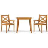 3 Piece Garden Dining Set Solid Wood Acacia - Front View