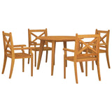 5 Piece Garden Dining Set Solid Wood Acacia - Side View