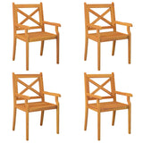 5 Piece Garden Dining Set Solid Wood Acacia - Close-Up Angle