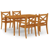 5 Piece Garden Dining Set Solid Wood Acacia - Front View