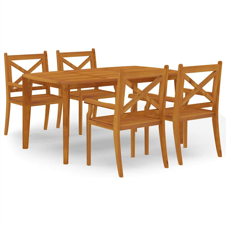 5 Piece Garden Dining Set Solid Wood Acacia