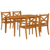 5 Piece Garden Dining Set Solid Wood Acacia - Side View