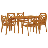7 Piece Garden Dining Set Solid Wood Acacia - Side View