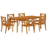 7 Piece Garden Dining Set Solid Wood Acacia - Side View