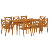 9 Piece Garden Dining Set Solid Wood Acacia - Side View