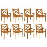 9 Piece Garden Dining Set Solid Wood Acacia - Close-Up Angle
