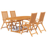 5 Piece Garden Dining Set Solid Acacia Wood - Front View