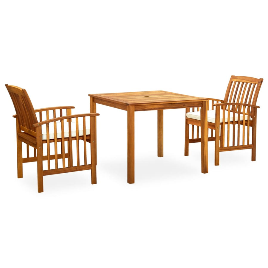 3 Piece Garden Dining Set with Cushions Solid Acacia Wood