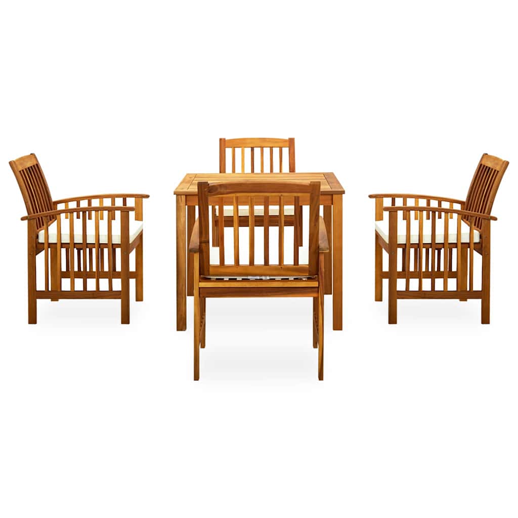 5 Piece Garden Dining Set with Cushions Solid Acacia Wood