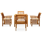 5 Piece Garden Dining Set with Cushions Solid Acacia Wood