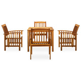 5 Piece Garden Dining Set with Cushions Solid Acacia Wood - Front View