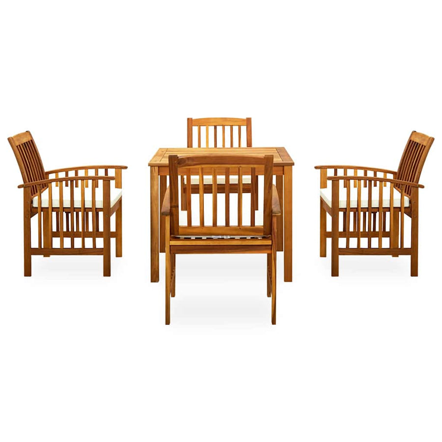 5 Piece Garden Dining Set with Cushions Solid Acacia Wood