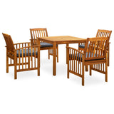 5 Piece Garden Dining Set with Cushions Solid Acacia Wood