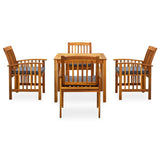 5 Piece Garden Dining Set with Cushions Solid Acacia Wood