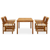 5 Piece Garden Dining Set with Cushions Solid Acacia Wood