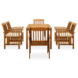 7 Piece Garden Dining Set with Cushions Solid Acacia Wood